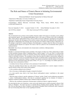 The Role and Stance of Francis Bacon in Initiating Environmental