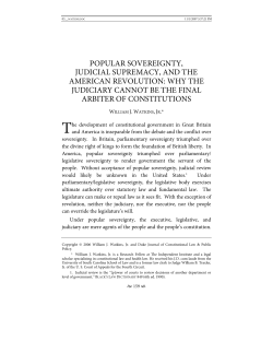 Popular Sovereignty, Judicial Supremacy, and the American