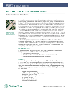 Statements of Wealth Transfer Intent The New "Goal