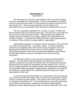 G. Moran, Responsibility