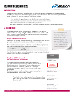 RUBRIC DESIGN IN D2L