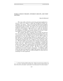 PUBLIC CHOICE THEORY, INTEREST GROUPS, AND TORT