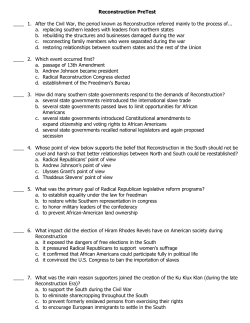 Reconstruction PreTest - Mrs. Madden @ Dahlstrom Middle School