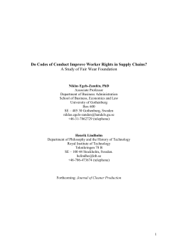 Do Codes of Conduct Improve Worker Rights in Supply Chains? A