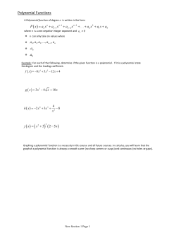 Polynomial Functions