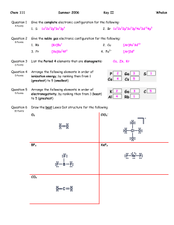 Chem 111 Summer 2006 Key II Whelan Question 1 Give the