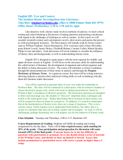 F2 Course, The Incident Room: Investigations into Literature