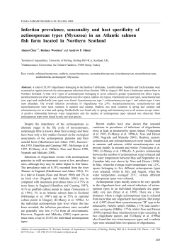 Infection prevalence, seasonality and host specificity of