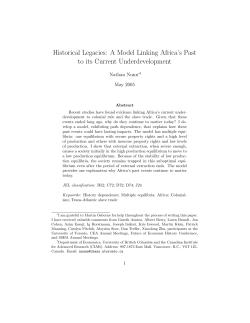 Historical Legacies: A Model Linking Africa`s Past to its Current