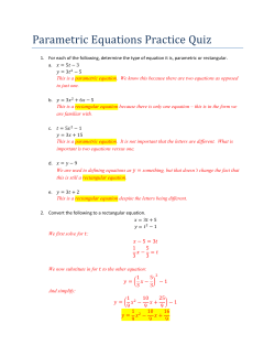Parametric Equations Practice Quiz