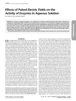 Effects of Pulsed Electric Fields on the Activity of Enzymes