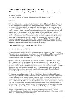 Quebec Council for Intangible Heritage