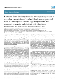 Euphoria from drinking alcoholic beverages may be due to