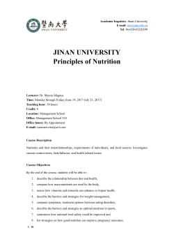 JINAN UNIVERSITY Principles of Nutrition