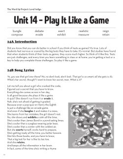 Unit 14 &ndash; Play It Like a Game