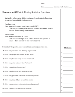 Homework #43 Part A: Finding Statistical Questions