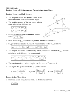 Position Vectors, Unit Vectors, and Forces Acting Along Lines