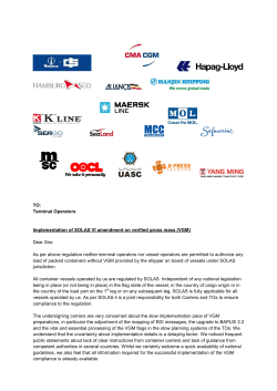 TO: Terminal Operators Implementation of SOLAS VI amendment on