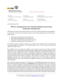 IUPAC is naming the four new elements nihonium