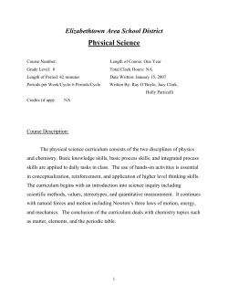 Physical Science - Elizabethtown Area School District