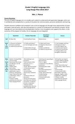 Grade 5 English Language Arts Long Range Plan 2016