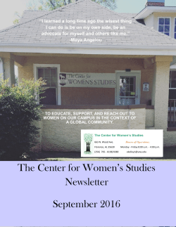 The Center for Women`s Studies Newsletter September 2016