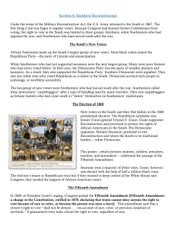 Section 4: Southern Reconstruction
