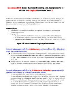 Grade Summer Reading and Assignments for all ISM IB