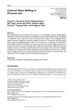 Cultural Value Shifting in Pronoun Use