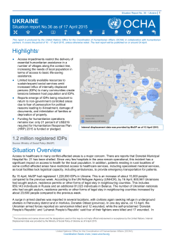 OCHA Ukraine Situation Report 36 - 17 April 2015