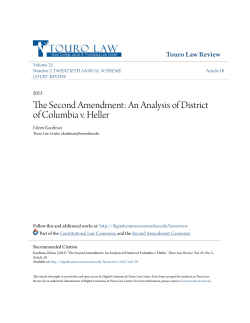 The Second Amendment: An Analysis of District of Columbia v. Heller