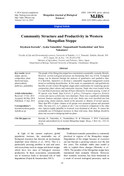 Community Structure and Productivity in Western Mongolian Steppe
