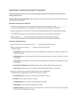 Exam Section 3: Sonata Form Analysis (7 questions) This exam
