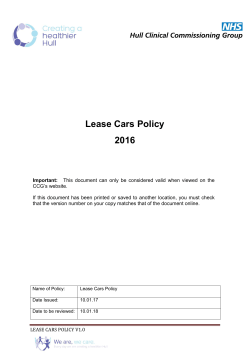 Lease Cars Policy 2016