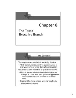 Chapter 8 - The Texas Executive Branch