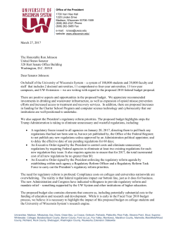 March 27, 2017 The Honorable Ron Johnson United States Senator