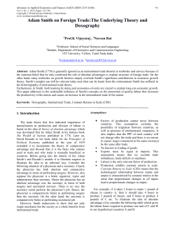 Adam Smith on Foreign Trade:The Underlying Theory and
