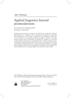 Applied linguistics beyond postmodernism
