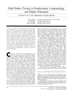 High-Stakes Testing in Employment, Credentialing, and Higher