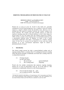 DERIVING THE READINGS OF FRENCH ETRE EN