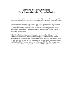 Searching the SafetyLit Database For Articles On Key Injury