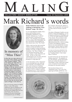 Issue 28 - September 2005 - Maling Collectors Society