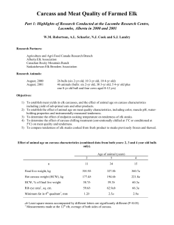 Carcass and Meat Quality of Farmed Elk