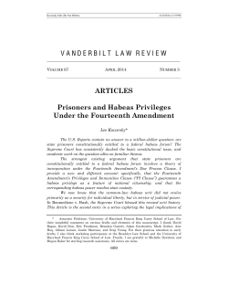 Prisoners and Habeas Privileges Under the Fourteenth Amendment