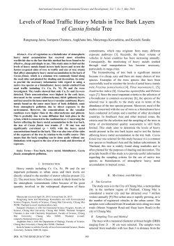 Levels of Road Traffic Heavy Metals in Tree Bark Layers of Cassia