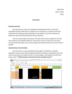 Kaden King April 14, 2015 IS 520 Final Project