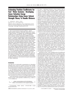 Estimating Partition Coefficients for Fuel-Water Systems