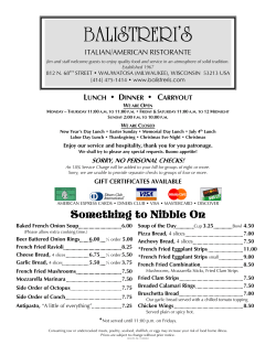 Italian/American Ristorante Dinner Menu