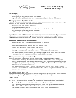 Citation Basics and Clarifying Common Knowledge - Linn