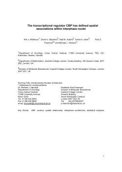 The transcriptional regulator CBP has defined spatial associations